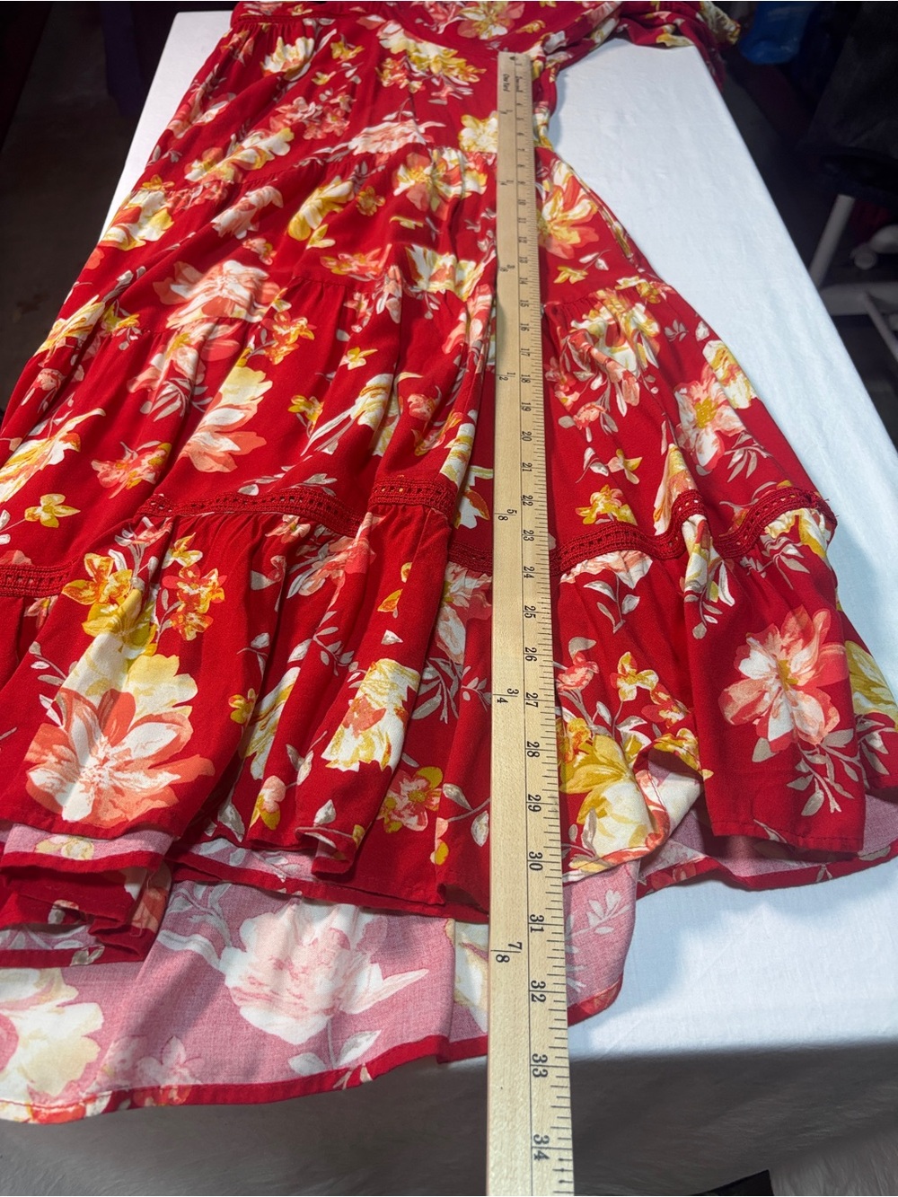 Cato Boho Floral Tiered Dress Square Neck Long Bell Sleeve Pockets Plus Sz 22/24 - Picture 12 of 12